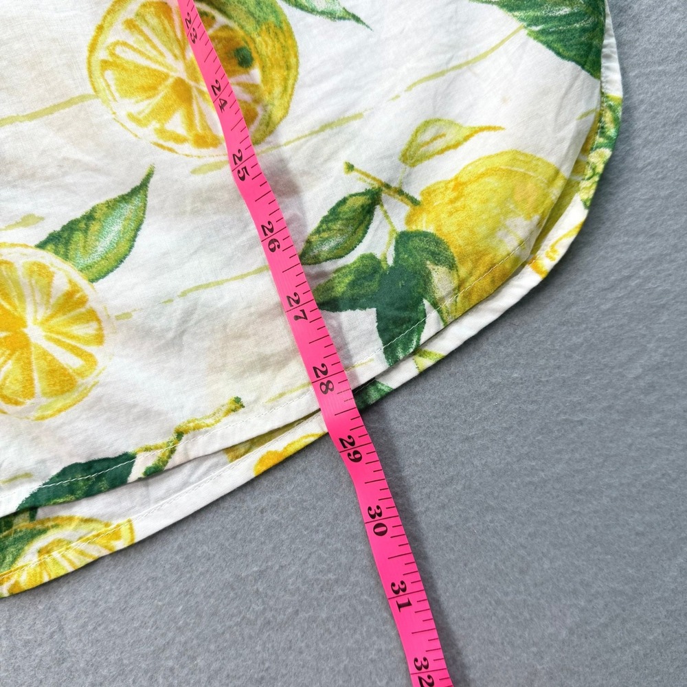 Talbots Women's White Yellow Lemon Print Button Down Shirt L Cotton Cottagecore - Picture 7 of 11